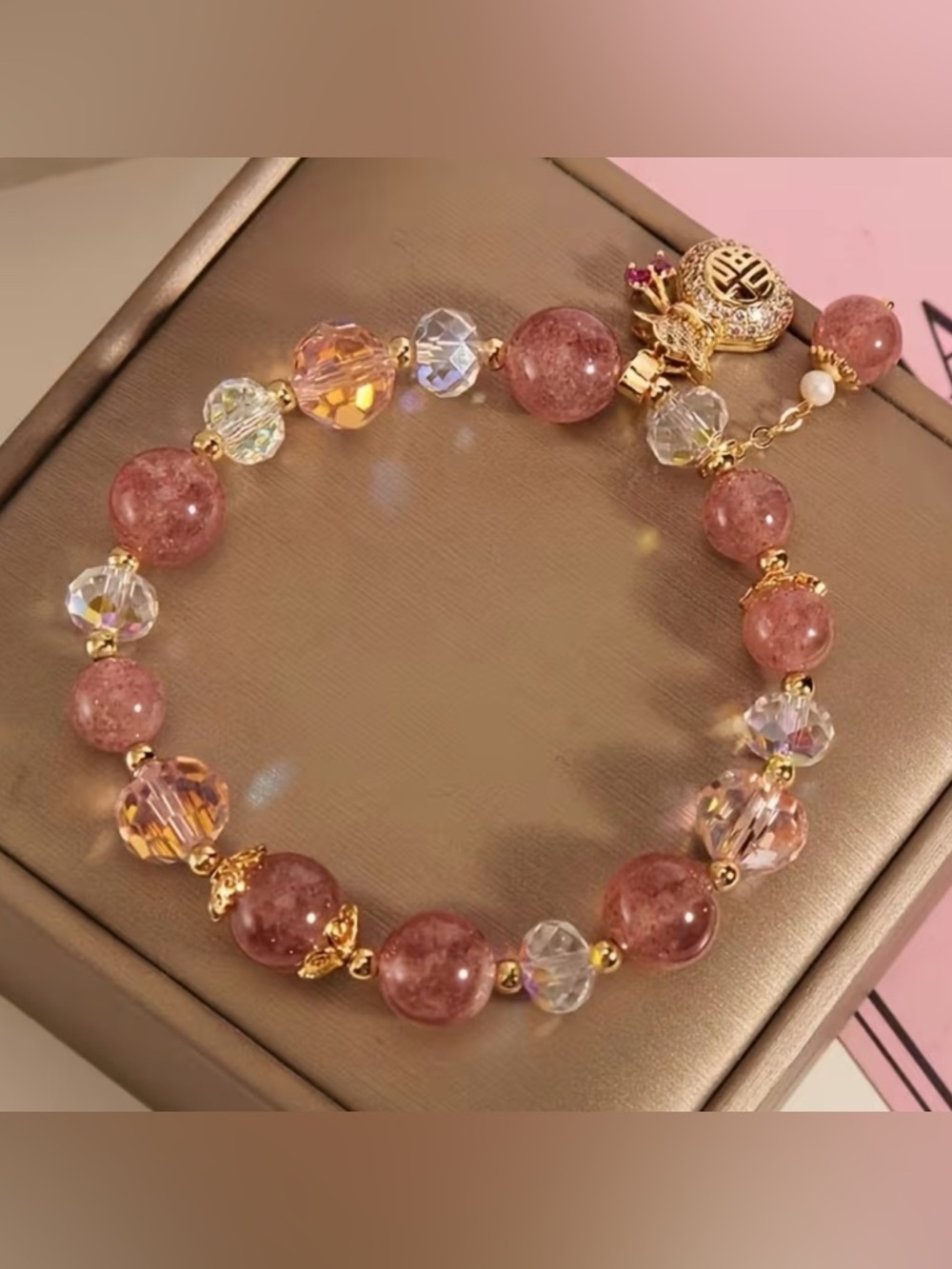 Charm Strawberry Beaded Bracelet. - Picture 6 of 7